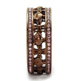 IP Coffee light Stainless Steel Ring with Top Grade Crystal  in Light Rose