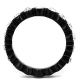 IP Black(Ion Plating) Stainless Steel Ring with Top Grade Crystal  in Clear