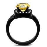 IP Black(Ion Plating) Stainless Steel Ring with AAA Grade CZ  in Topaz