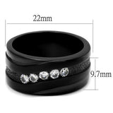 IP Black(Ion Plating) Stainless Steel Ring with AAA Grade CZ  in Clear