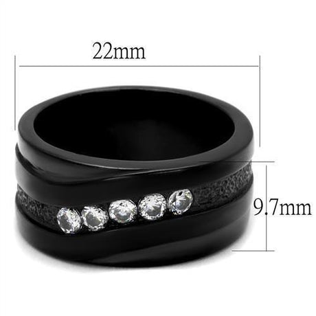 IP Black(Ion Plating) Stainless Steel Ring with AAA Grade CZ  in Clear