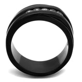 IP Black(Ion Plating) Stainless Steel Ring with AAA Grade CZ  in Clear