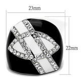 High polished (no plating) Stainless Steel Ring with Top Grade Crystal  in Clear