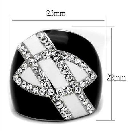 High polished (no plating) Stainless Steel Ring with Top Grade Crystal  in Clear