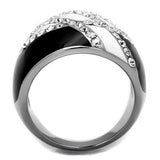 High polished (no plating) Stainless Steel Ring with Top Grade Crystal  in Clear