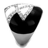 High polished (no plating) Stainless Steel Ring with Top Grade Crystal  in Clear
