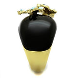 IP Gold(Ion Plating) Stainless Steel Ring with Top Grade Crystal  in White AB