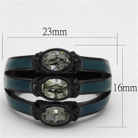 IP Black(Ion Plating) Stainless Steel Ring with Top Grade Crystal  in Black Diamond