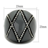 IP Black(Ion Plating) Stainless Steel Ring with Top Grade Crystal  in Clear