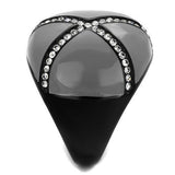 IP Black(Ion Plating) Stainless Steel Ring with Top Grade Crystal  in Clear