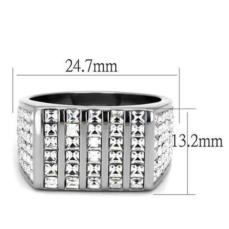 High polished (no plating) Stainless Steel Ring with Top Grade Crystal  in Clear