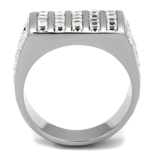 High polished (no plating) Stainless Steel Ring with Top Grade Crystal  in Clear