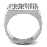 High polished (no plating) Stainless Steel Ring with Top Grade Crystal  in Clear