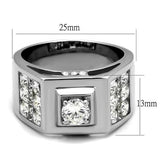 High polished (no plating) Stainless Steel Ring with AAA Grade CZ  in Clear