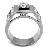 High polished (no plating) Stainless Steel Ring with AAA Grade CZ  in Clear