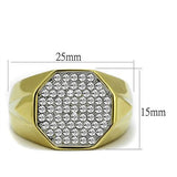 Two-Tone IP Gold (Ion Plating) Stainless Steel Ring with Top Grade Crystal  in Clear