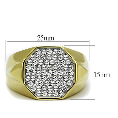 Two-Tone IP Gold (Ion Plating) Stainless Steel Ring with Top Grade Crystal  in Clear