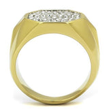 Two-Tone IP Gold (Ion Plating) Stainless Steel Ring with Top Grade Crystal  in Clear