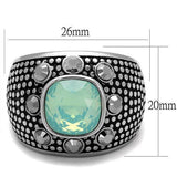 High polished (no plating) Stainless Steel Ring with Top Grade Crystal  in Fireopal