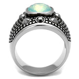 High polished (no plating) Stainless Steel Ring with Top Grade Crystal  in Fireopal
