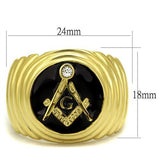 IP Gold(Ion Plating) Stainless Steel Ring with Top Grade Crystal  in Clear