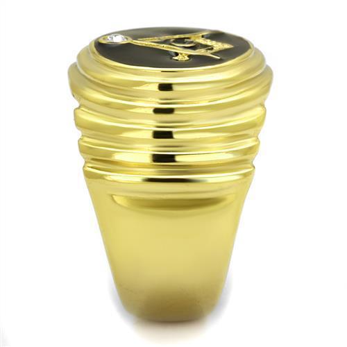IP Gold(Ion Plating) Stainless Steel Ring with Top Grade Crystal  in Clear