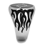 High polished (no plating) Stainless Steel Ring with Epoxy  in Jet