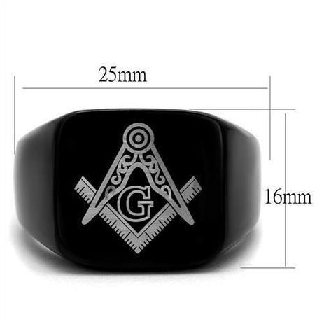 IP Black(Ion Plating) Stainless Steel Ring with No Stone
