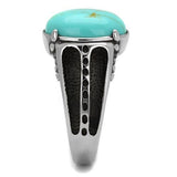 High polished (no plating) Stainless Steel Ring with Synthetic Turquoise in Turquoise