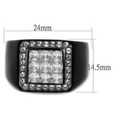 Two-Tone IP Black Stainless Steel Ring with AAA Grade CZ  in Clear
