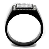 Two-Tone IP Black Stainless Steel Ring with AAA Grade CZ  in Clear