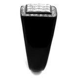 Two-Tone IP Black Stainless Steel Ring with AAA Grade CZ  in Clear