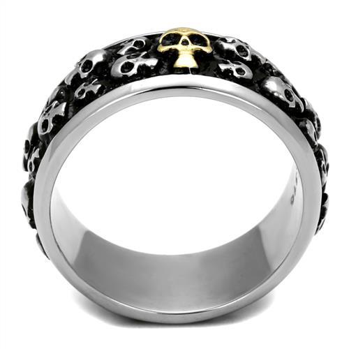 Two-Tone IP Gold (Ion Plating) Stainless Steel Ring with No Stone