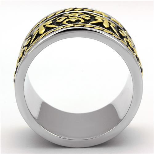 Two-Tone IP Gold (Ion Plating) Stainless Steel Ring with Epoxy  in Jet