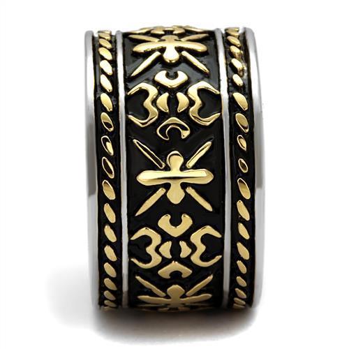 Two-Tone IP Gold (Ion Plating) Stainless Steel Ring with Epoxy  in Jet