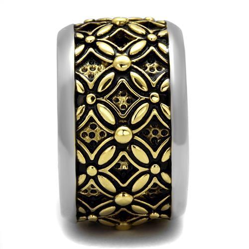 Two-Tone IP Gold (Ion Plating) Stainless Steel Ring with Epoxy  in Jet