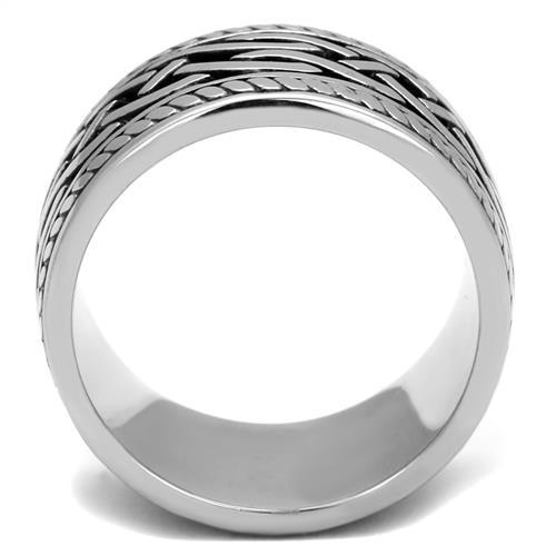 High polished (no plating) Stainless Steel Ring with Epoxy  in Jet