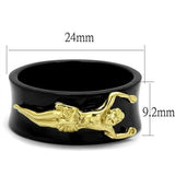 IP Gold+ IP Black (Ion Plating) Stainless Steel Ring with No Stone