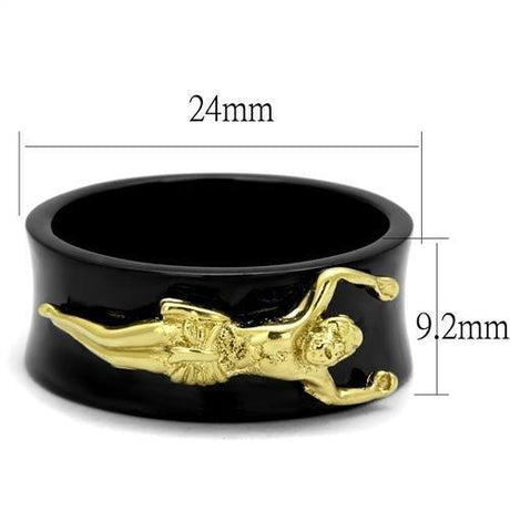 IP Gold+ IP Black (Ion Plating) Stainless Steel Ring with No Stone