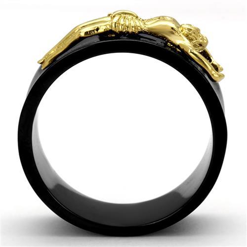IP Gold+ IP Black (Ion Plating) Stainless Steel Ring with No Stone