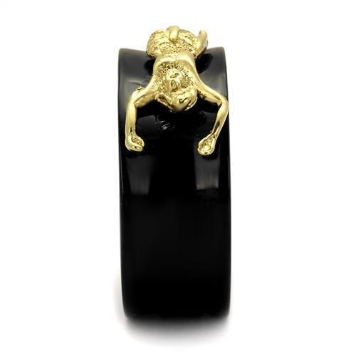 IP Gold+ IP Black (Ion Plating) Stainless Steel Ring with No Stone