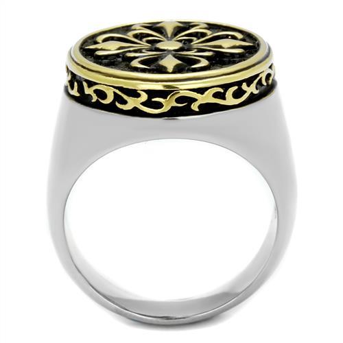 Two-Tone IP Gold (Ion Plating) Stainless Steel Ring with Epoxy  in Jet