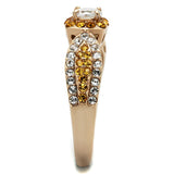 IP Rose Gold(Ion Plating) Stainless Steel Ring with AAA Grade CZ  in Clear