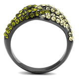 IP Light Black  (IP Gun) Stainless Steel Ring with Top Grade Crystal  in Multi Color