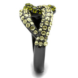 IP Light Black  (IP Gun) Stainless Steel Ring with Top Grade Crystal  in Multi Color