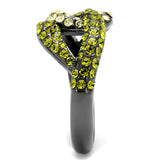 IP Light Black  (IP Gun) Stainless Steel Ring with Top Grade Crystal  in Multi Color