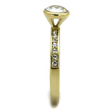 IP Gold(Ion Plating) Stainless Steel Ring with AAA Grade CZ  in Clear