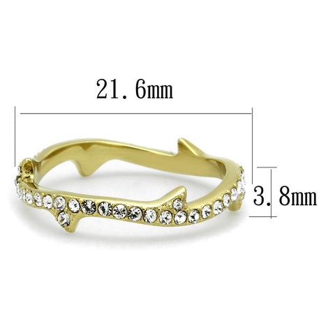 IP Gold(Ion Plating) Stainless Steel Ring with Top Grade Crystal  in Clear