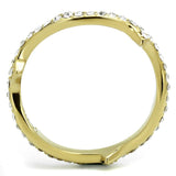 IP Gold(Ion Plating) Stainless Steel Ring with Top Grade Crystal  in Clear