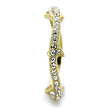 IP Gold(Ion Plating) Stainless Steel Ring with Top Grade Crystal  in Clear